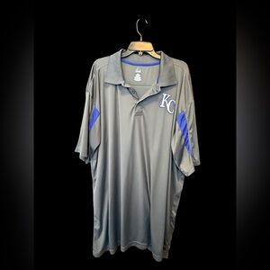 KC Royals Majestic Gray Polo with Blue Accents